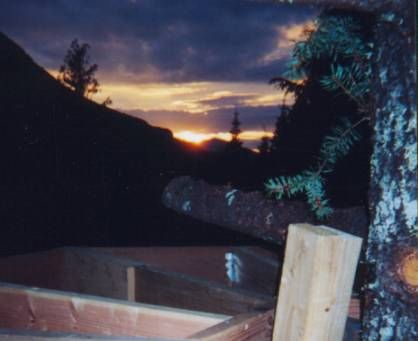 Beautiful sunset view during deck construction.