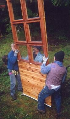 Lining up the octagonal wall sections on the ground