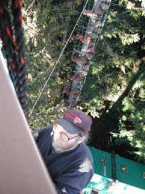 Installing the window.  Stairway to Heaven in the background