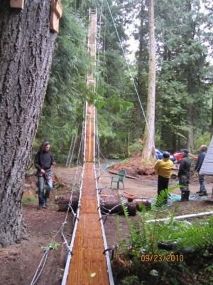 Sun Bridge going up! Sixty man-hours of labor over two rainy days