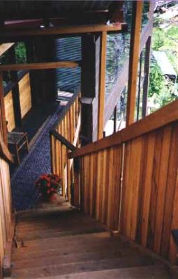 Stairway between the treehouse and the main staircase