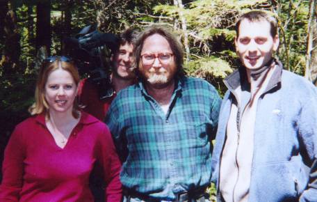 The Travel Channel production crew poses with Bill (center) after a successful shoot in April 2002