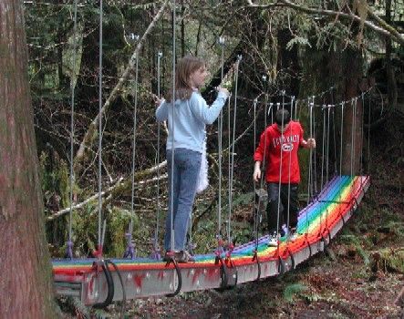 Pearl and Miles test the Rainbow bridge before it is disconnected.