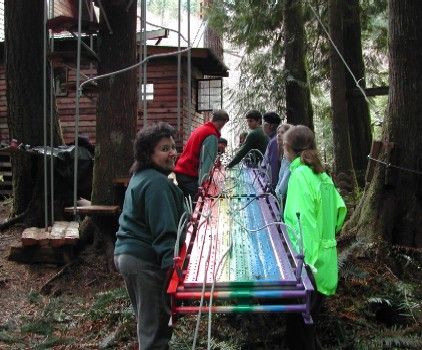 Transporting the bridge to the hoisting location.